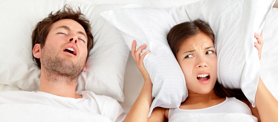 Woman upset at snoring partner